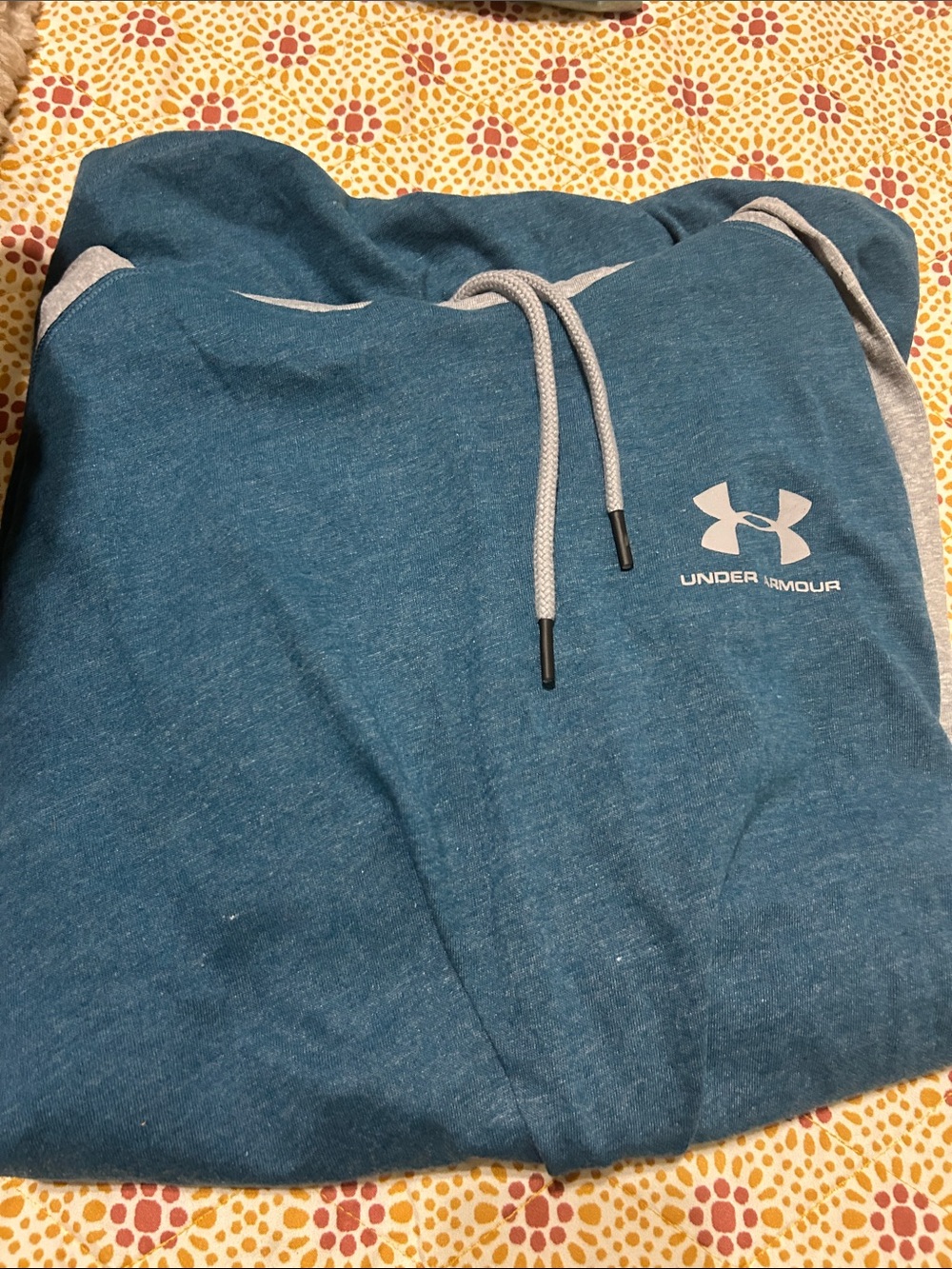 Under Armour Teal Blue Pullover Hoodie with Light Gray Accents